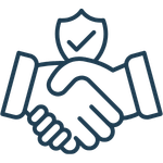 two hand shaking with a strong shield of trust