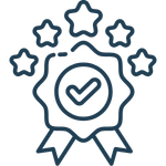 a 5 stars with check mark showing a successful franchising agreement