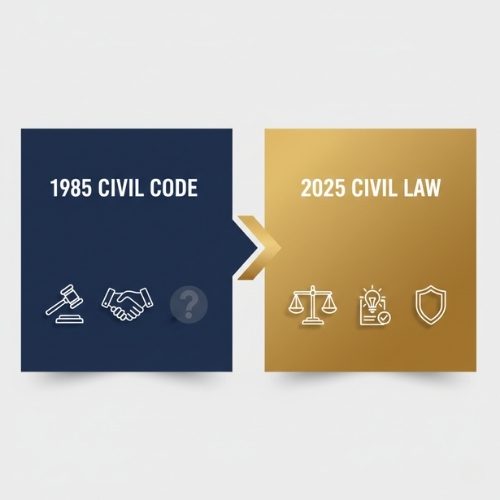 Infographic comparing the evolution from the UAE Civil Code 1985 to the modern Civil Transactions Law 2025, highlighting enhanced good faith and disclosure rules.