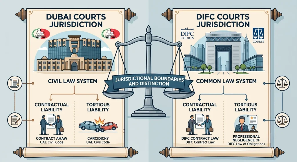 Independent tort claims do not create a jurisdictional conflict with declaratory proceedings before the Dubai Courts.