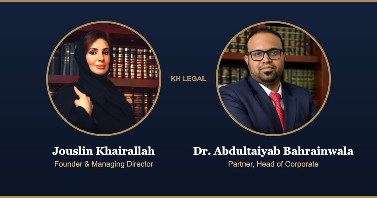 Jouslin Khairallah and Dr. Abdultaiyab Bahrainwala, KH Legal